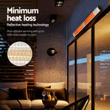 Devanti 2PCS Electric Strip Heater Radiant Infrared Heaters Remote Control 3000W - Rear View