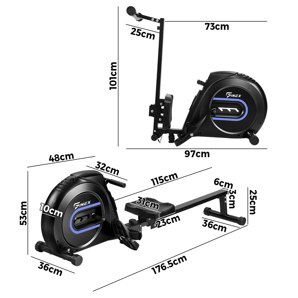 Finex Rowing Machine Elastic Rope Resistance Black&Blue