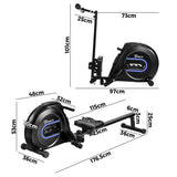 Finex Rowing Machine Elastic Rope Resistance Black&Blue - 45-Degree Angle