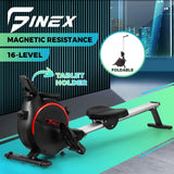 Finex Rowing Machine 16-Level Resistance Black&Red - 45-Degree Angle