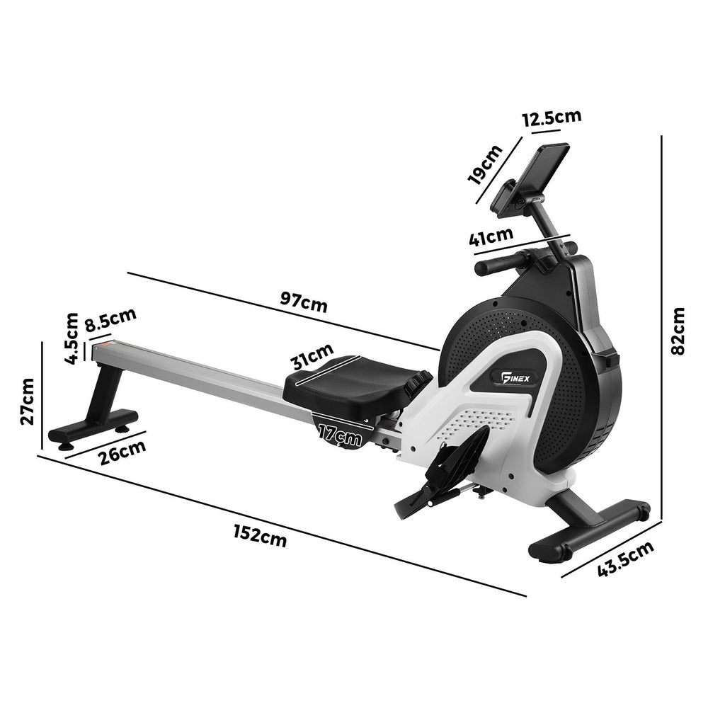 Finex Rowing Machine Magnetic Resistance Black&White