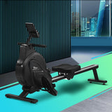 Finex Rowing Machine Rower Magnetic Resistance Black - Close-Up Angle