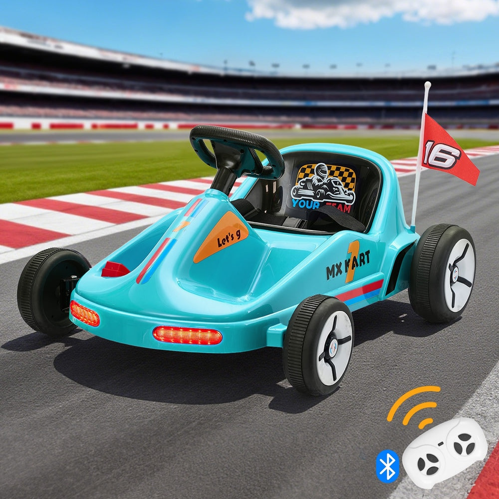 Mazam Ride on Car Electric Kart with Light Bluetooth Blue