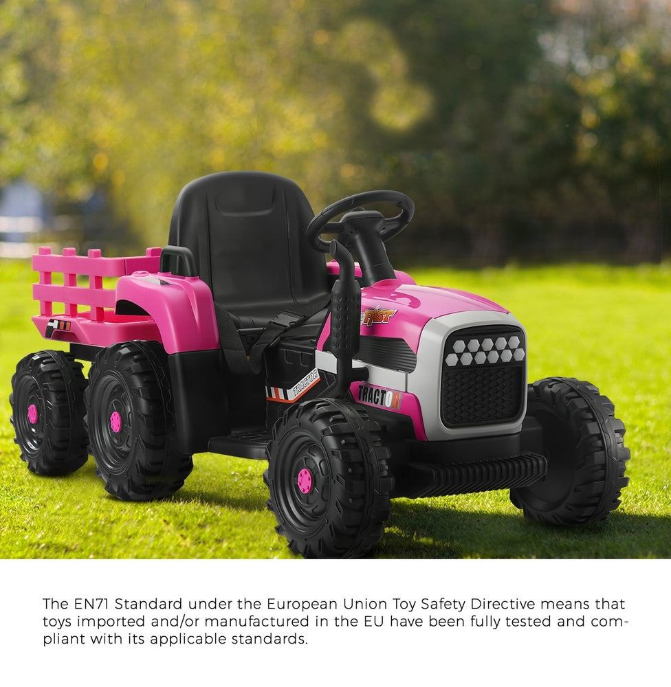 Mazam Kids Ride On Car Tractor 12V Toys Remote Control Pink