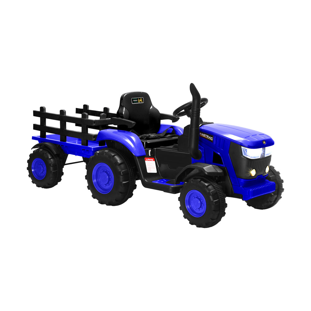 Mazam XL Kids Ride On Tractor 12V with Trailer Remote Blue