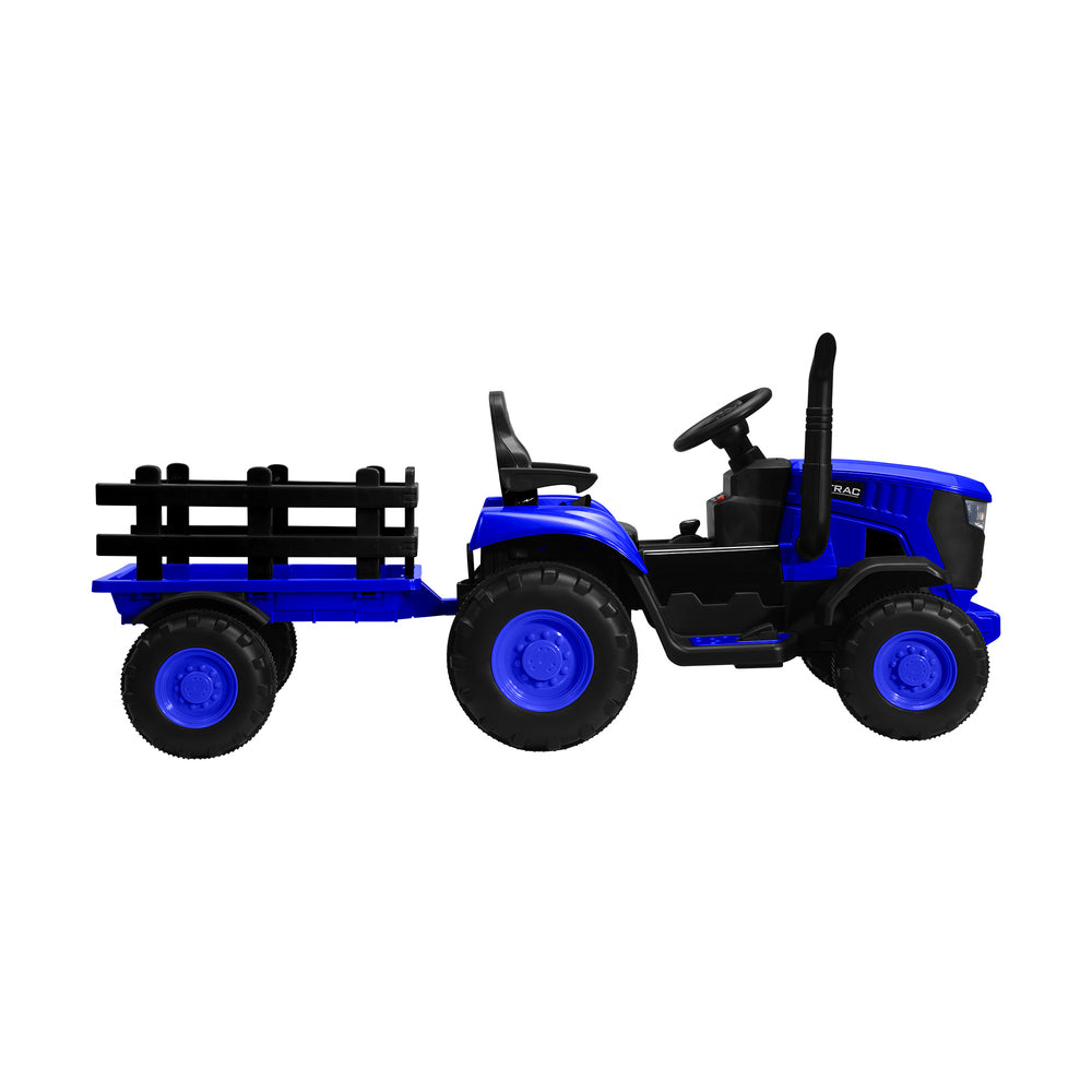 Mazam XL Kids Ride On Tractor 12V with Trailer Remote Blue