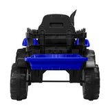 Mazam XL Kids Ride On Tractor 12V with Trailer Remote Blue - Close-Up Angle
