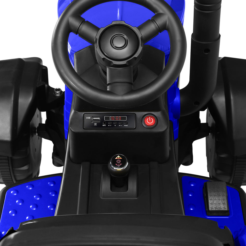 Mazam XL Kids Ride On Tractor 12V with Trailer Remote Blue