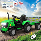 Mazam XL Kids Ride On Tractor 12V with Trailer Remote Green - 45-Degree Angle