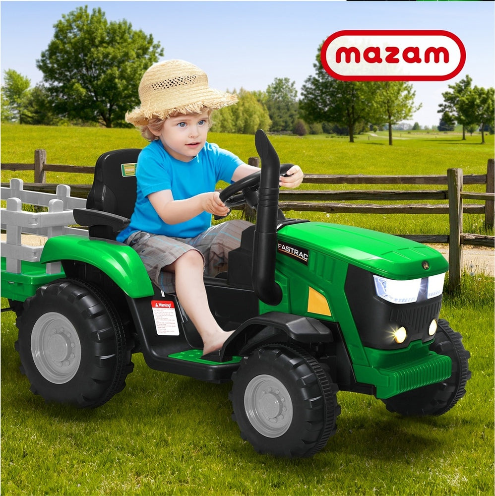 Mazam XL Kids Ride On Tractor 12V with Trailer Remote Green
