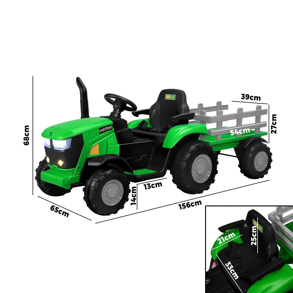 Mazam XL Kids Ride On Tractor 12V with Trailer Remote Green
