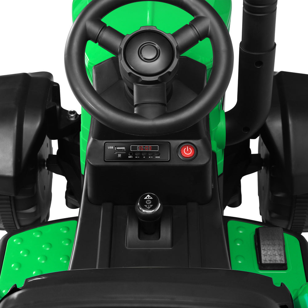 Mazam XL Kids Ride On Tractor 12V with Trailer Remote Green