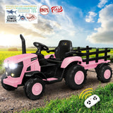 Mazam XL Kids Ride On Tractor 12V with Trailer Remote Pink - 45-Degree Angle