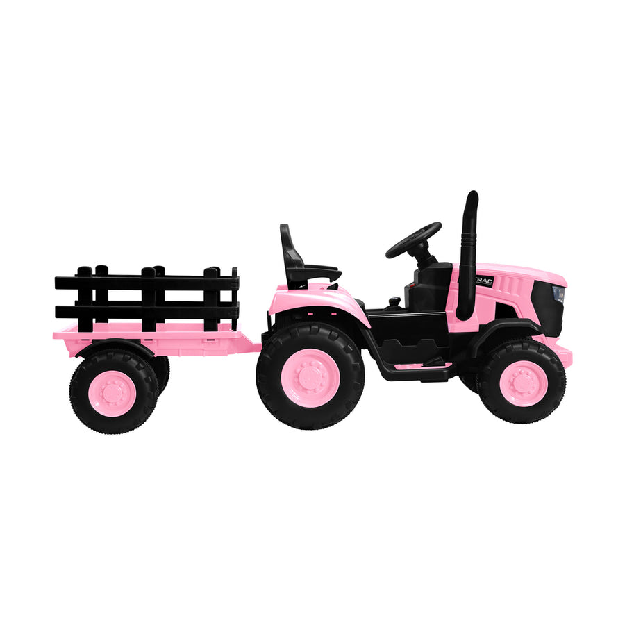 Mazam XL Kids Ride On Tractor 12V with Trailer Remote Pink