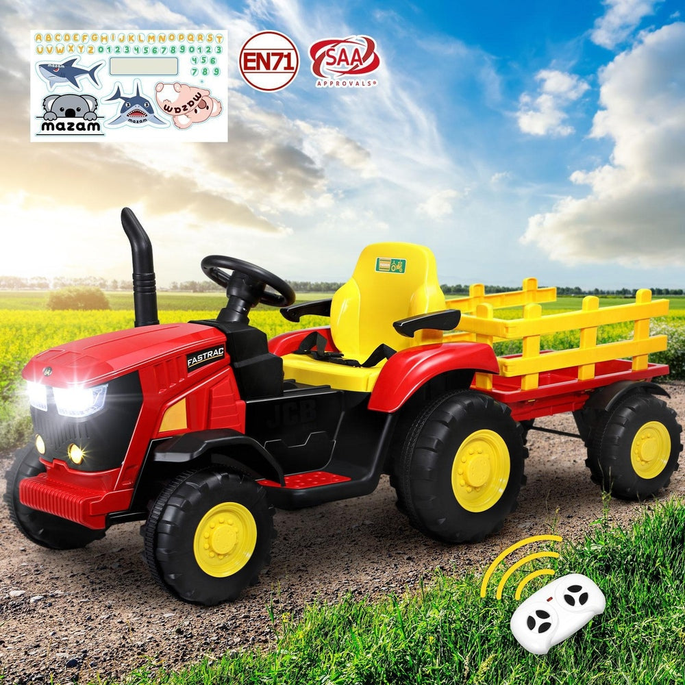 Mazam XL Kids Ride On Tractor 12V with Trailer Remote Red