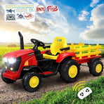 Mazam XL Kids Ride On Tractor 12V with Trailer Remote Red