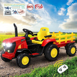 Mazam XL Kids Ride On Tractor 12V with Trailer Remote Red - Rear View