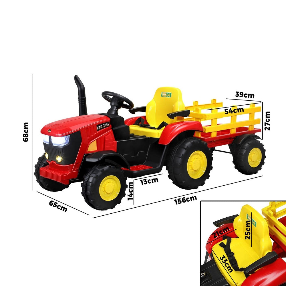 Mazam XL Kids Ride On Tractor 12V with Trailer Remote Red