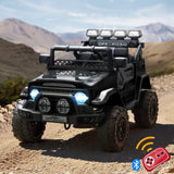 Mazam Ride on Car Electric Jeep Bluetooth Black - Top-Down View