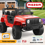 Mazam Kids Ride On Car with Twin Motors and Remote Red - Top-Down View