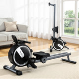 Everfit 16 Level Magnetic Rowing Machine for Home with App Connect Black - Close-Up Angle