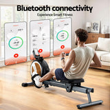 Everfit 16 Level Magnetic Rowing Machine for Home with App Connect Walnut - Top-Down View