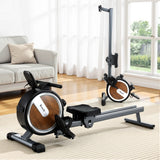 Everfit 16 Level Magnetic Rowing Machine for Home with App Connect Walnut - Close-Up Angle