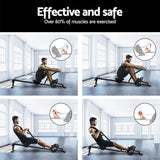 Everfit Hydraulic Rowing Machine Rower 12 Levels Resistance Exercise Fitness Gym Cardio - 45-Degree Angle