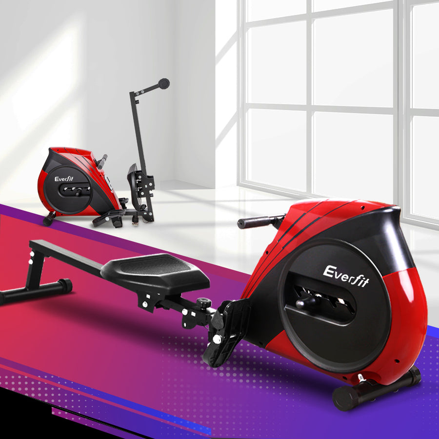 Everfit foldable rowing machine with elastic rope resistance and LCD
