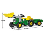 John Deere Rolly Kids RT023110 Ride on Tractor with Trailer & Loader - Side View