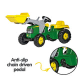 John Deere Rolly Kids RT023110 Ride on Tractor with Trailer & Loader - Top-Down View