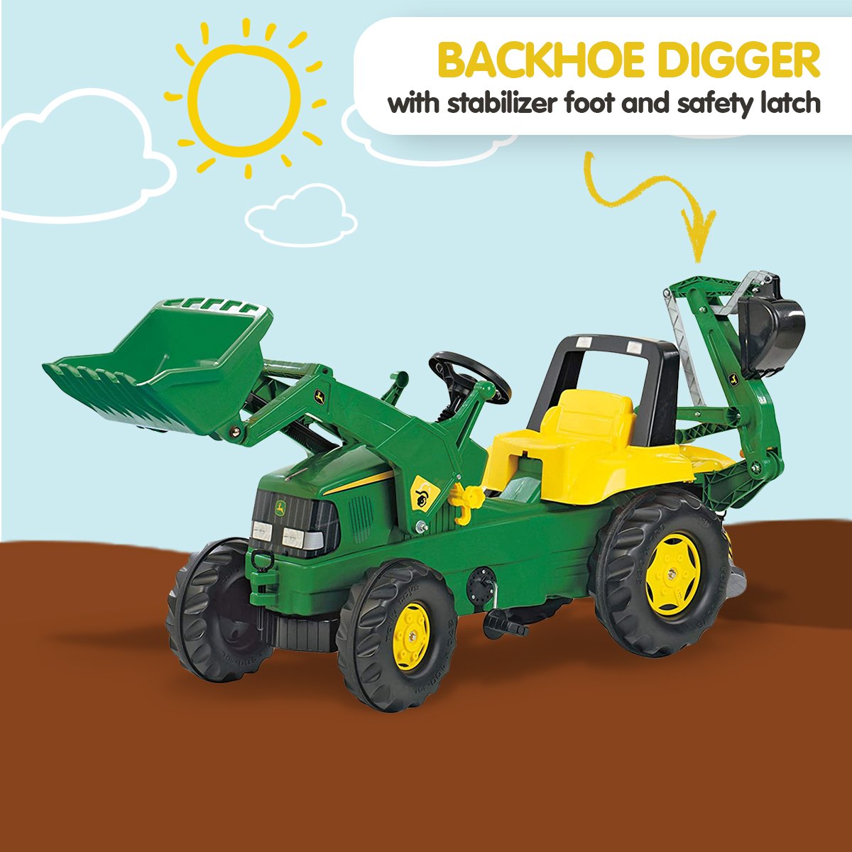 John Deere Rolly Kids Ride On Tractor with Loader & Digger RT811076