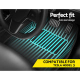 Weisshorn Car Rubber Floor Mats Compatible for Tesla Model 3 Front Rear - Side View