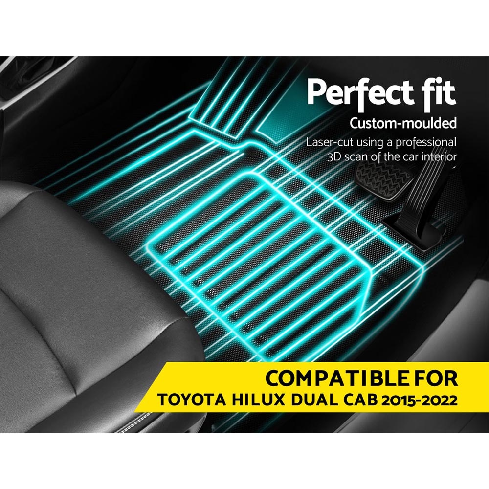 Weisshorn Durable Rubber Floor Mats for Toyota Hilux Dual Cab (2015-2022)