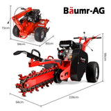 BAUMR-AG TRN660 8HP 600mmx90mm Trench Digger, Heavy-duty Carbide Claws, EZ Start, 8HP, Adj Controls - Rear View