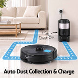 DEVANTI Robot Vacuum and Mop, Self-Empty APP Control 6000Pa LDS Laser 3in1 - Rear View