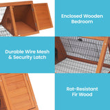Little Buddies Wooden Triangle Rabbit Animal Hutch - 98cm - 45-Degree Angle