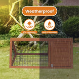 Little Buddies Wooden Triangle Rabbit Animal Hutch - 98cm - Close-Up Angle