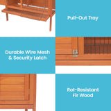 Little Buddies Wooden Pet Rabbit Hutch 2 Sections - Small - 45-Degree Angle