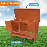 Little Buddies Wooden Pet Rabbit Hutch 2 Sections - Small - Rear View