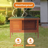 Little Buddies Wooden Pet Rabbit Hutch 2 Sections - Small - Close-Up Angle