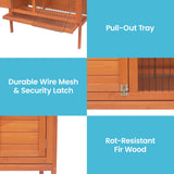 Little Buddies Wooden Pet Rabbit Hutch 2 Sections - Large - 45-Degree Angle