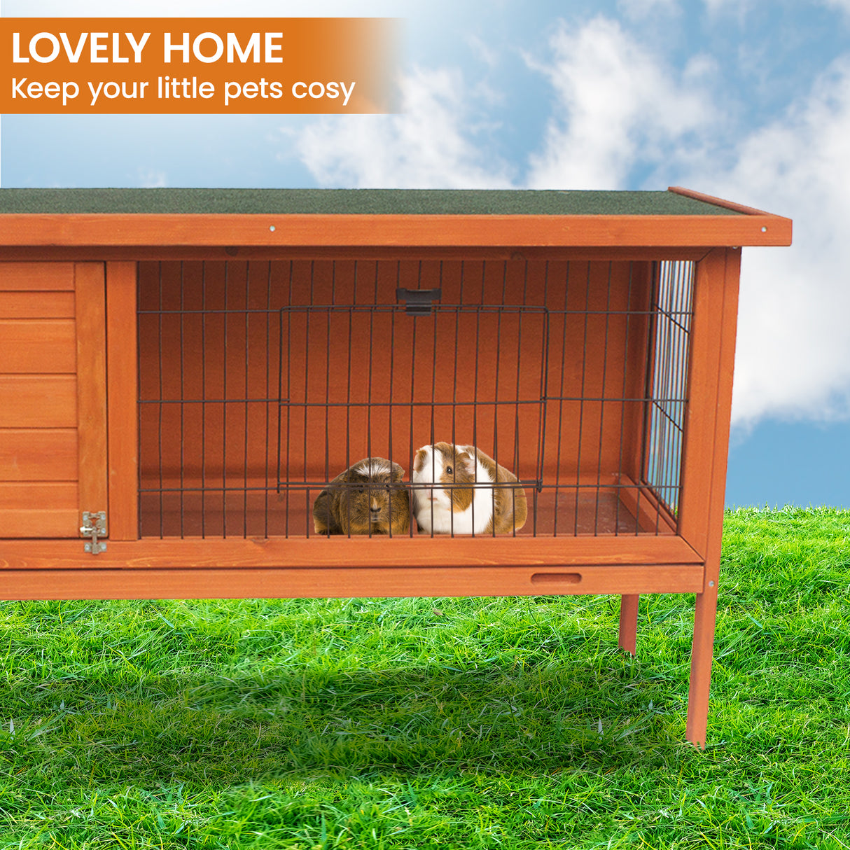 Little Buddies Wooden Pet Rabbit Hutch 2 Sections - Large