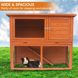 Little Buddies 2-Storey Wooden Pet Rabbit Hutch - Low Angle