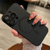 Luxury Magnetic Wireless Charging Matte Case For iPhone 16 15 14 Plus 13 12 11 Pro Max For Magsafe Camera Lens Protector Cover - Extra Image