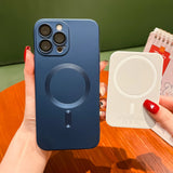 Luxury Magnetic Wireless Charging Matte Case For iPhone 16 15 14 Plus 13 12 11 Pro Max For Magsafe Camera Lens Protector Cover - Extra Image