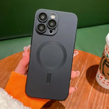 Luxury Magnetic Wireless Charging Matte Case For iPhone 16 15 14 Plus 13 12 11 Pro Max For Magsafe Camera Lens Protector Cover - Extra Image