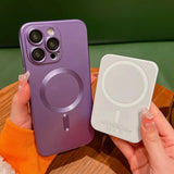 Luxury Magnetic Wireless Charging Matte Case For iPhone 16 15 14 Plus 13 12 11 Pro Max For Magsafe Camera Lens Protector Cover - Low Angle