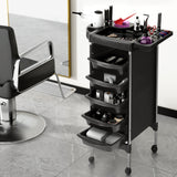 Elegant Mobile Salon Trolley Cart with 6-Tier Storage for Beauty Professionals - Close-Up Angle