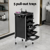 Elegant Mobile Salon Trolley Cart with 6-Tier Storage for Beauty Professionals - 45-Degree Angle